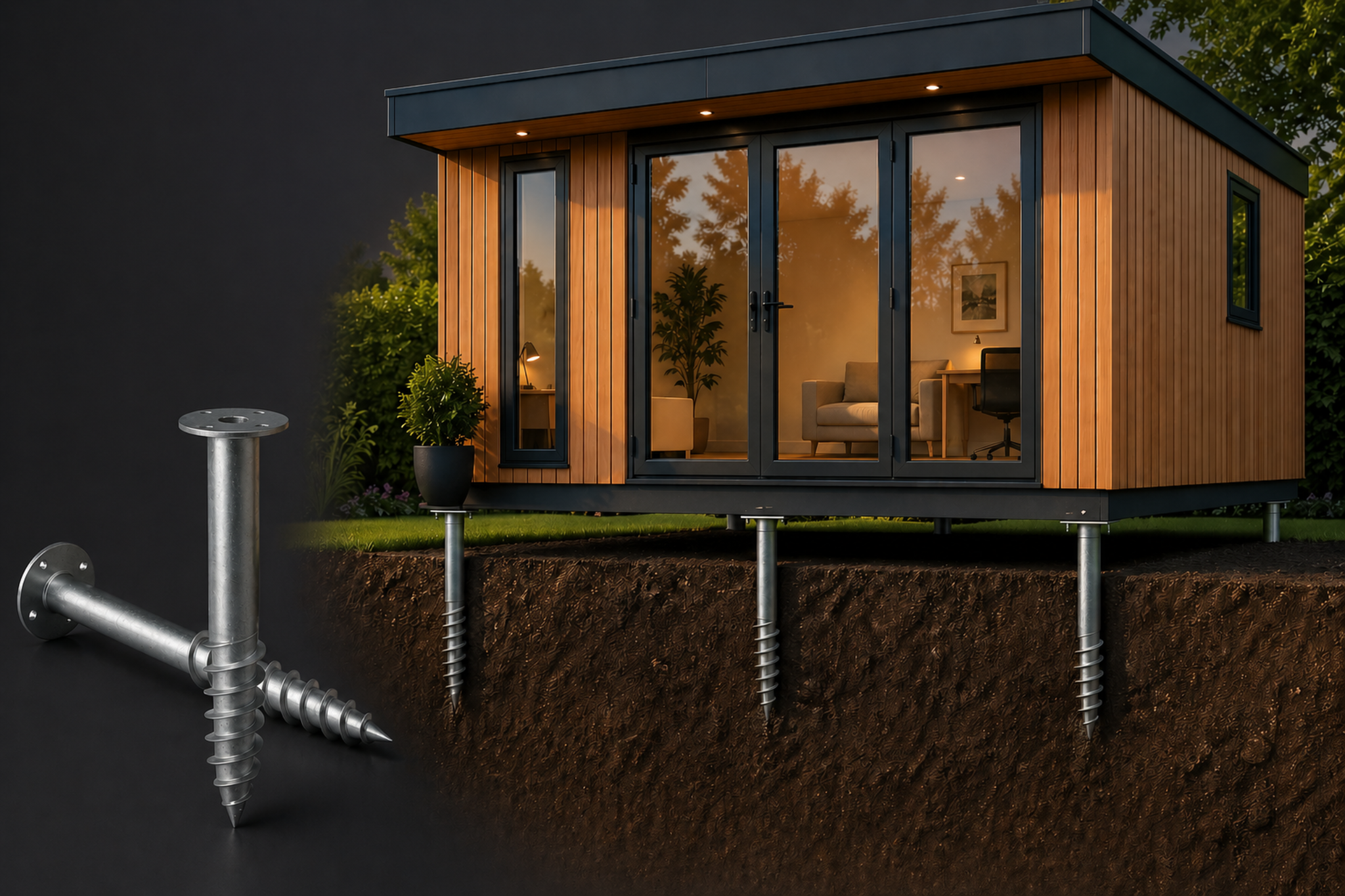 Ground screw foundation detail